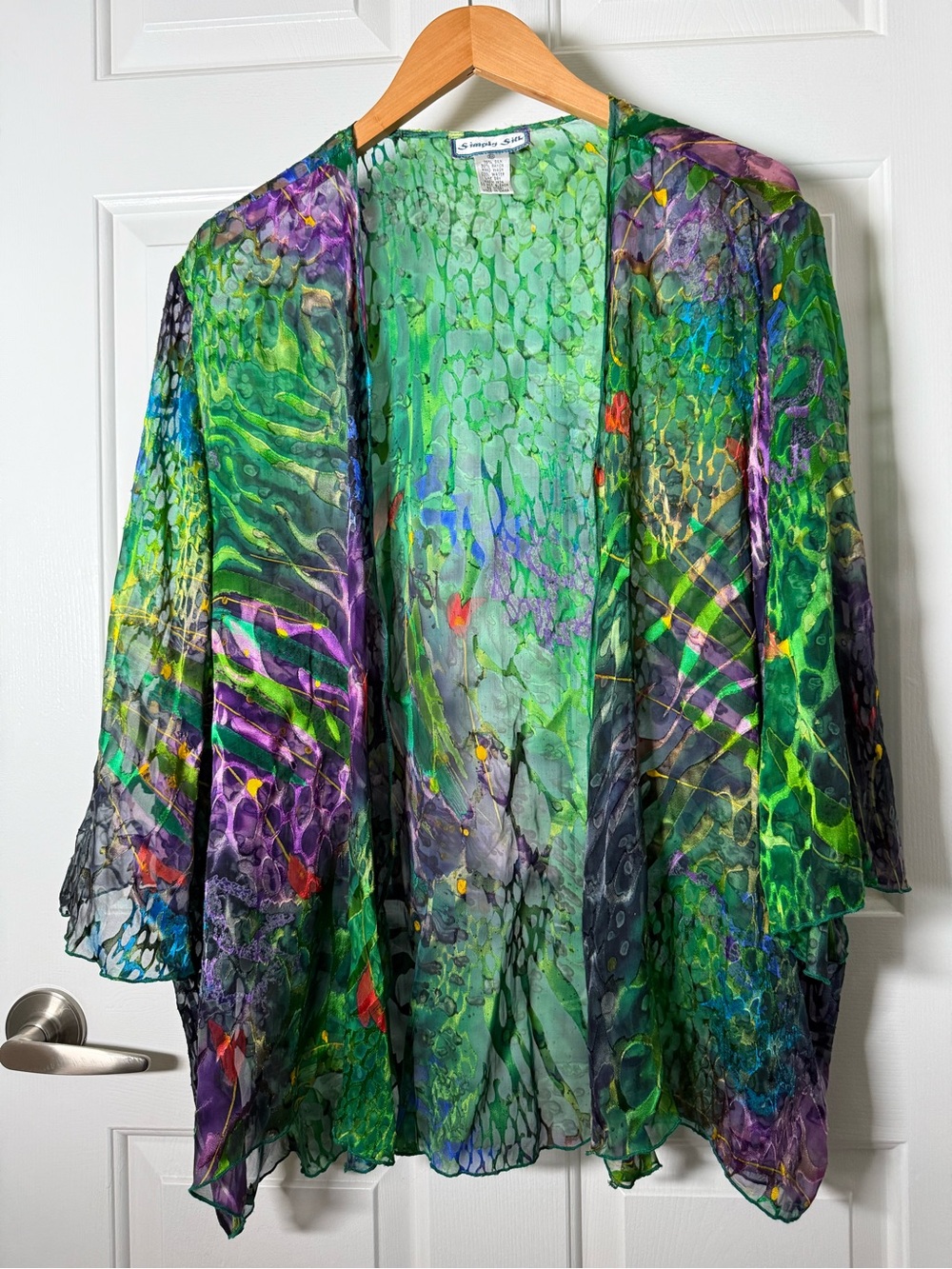 Simply Silk Green Floral Sheer Blazer